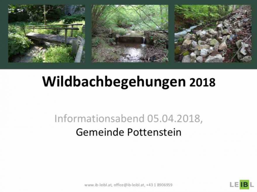 Gemeinde Pottenstein, Wildbachbegehung, Bürgerinformation Gemeinde Pottenstein, Wildbachbegehung, Bürgerinformation